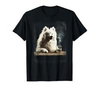 Vintage Smoking American Eskimo Funny Dog Día del Padre Camiseta