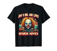 Vintage Solo Chica Que Ama Las Películas De Terror Payaso Halloween Camiseta