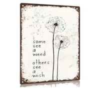 Vintage Some See A Weed Others See A Wish Metal Sign Dandelion Inspirational Wall Decor For Home Garden Room 8 X 12 inch