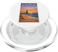 Vintage South Haven Lighthouse Great Lakes MI Arte de Viaje PopSockets PopGrip para MagSafe