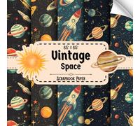 Vintage Space Scrapbook Paper: 20 Double Sided Sheets, Retro Outer Space for Mixed Media, Origami, Card Making, Wrapping, & More
