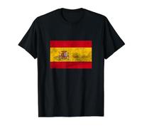 Vintage Spain Flag, Spanish Pride, I Love Spain Camiseta gráfica económica, Hombre, Negro, M