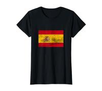 Vintage Spain Flag, Spanish Pride, I Love Spain Camiseta gráfica económica, Mujer, Negro, M