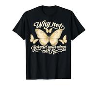 Vintage Spread Wings Butterfly Camiseta gráfica económica, Hombre, Negro, S