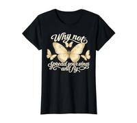 Vintage Spread Wings Butterfly Camiseta gráfica económica, Mujer, Negro, L