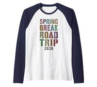 Vintage Spring Break Road Trip 2026 Vacaciones Surfing Vacay Camiseta Manga Raglan