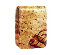 Vintage Staff Music Note - Estuche portátil para pintalabios para viajes, mini caja de almacenamiento de lápiz labial con espejo para mujeres y mujeres, bolsa de cosméticos de cuero, Varios colores, 9.5x2x7 cm/3.7x0.8x2.7 in