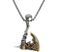Vintage Stainless Steel Viking Axe Pendant Necklace - Norse Mythology Amulet Jewelry for Men (Single pendant)