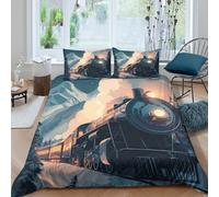 Vintage Steam Funda de Edredón Microfibra Suave Juego de 3 Piezas Estampado 3D Cremallera Oculta Vintage Steam Funda Edredon incluye Fundas de Almohada Transpirable for niños King（220x240cm）