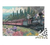 Vintage Steam Train Journey Through Lush Gardens Rompecabezas Imposible,desafío para Adultos Entretenimiento Creativo 1000 Piezas Obra De Arte De Juego De para Adultos Y Niños A Partir De 12 Años 38x