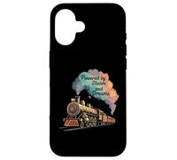 Vintage Steam Train Powered by Steam and Dreams Carcasa para iPhone 16
