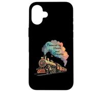 Vintage Steam Train Powered by Steam and Dreams Carcasa para iPhone 16 Plus
