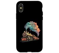 Vintage Steam Train Powered by Steam and Dreams Carcasa para iPhone X/XS