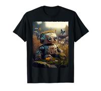 Vintage Steampunk Robot Mariposa Naturaleza Cottagecore Camiseta