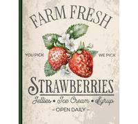 Vintage Strawberry Farm Notebook - Farm Fresh Produce Journal with Rustic Fruit Stand Design, Wide Ruled Gardening Notebook for Students, Teachers, and Farm Life Lovers