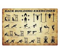 Vintage Strength Training Poster - Classic Back Building Exercises Chart, Retro Fitness Wall Art for Home Gym, Office or Man Cave Decor(Framed,08x12inch(20x30cm))