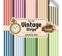 Vintage Stripe Scrapbook Paper: 20 Double Sided Sheets, Retro Stripe Pattern for Journaling, Origami, Decorative Crafts, Wrapping, & More