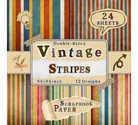 Vintage Stripes Scrapbook Paper: 24 Double-Sided Sheets with 12 Designs for Scrapbooking, Journaling, Origami, DIY Crafts & Decoupage