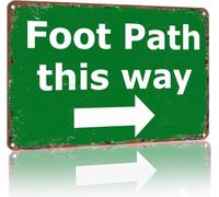 Vintage Style Foot Path This Way Tin Sign Garden Art 8 X 12 in