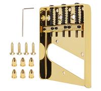 Vintage Style Gold Metal Guitar Bridge Assembly, Easy Installation, Good Tone, Includes Bridge, Screws, Wrench and String Ferrules, Fits 4 Screw Mount Platform