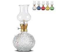 Vintage Style Oil Lamp with Glass Candle Holder, Retro Glass Clear Kerosene Lamp Lantern, Clear Hurricane Oil Lamps for Table, Wedding, Farmhouse Rustic Home Outdoor Indoor Decor (White)