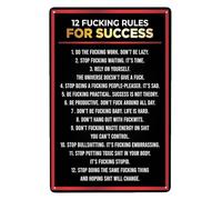Vintage Success Principles Metal Sign 12 Motivational Rules Retro Wall Decor for Office Home Study Man Cave 8 X 12 inch