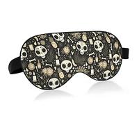 Vintage Sugar Skulls Flowers Seamless On Black Eye Masks Cover Blocks Light Sleep Mask Shade Cover Blindfold Relaxing Eyeshade Cover con correa ajustable para la cabeza para hombres, mujeres y niños