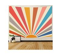 Vintage Sun Tapestry Bohemia Wall Hanging Retro 70s Rainbow Sunrise Sunset Geometric Grunge Abstract Art Print Hippie Decor for Dorm Nursery Bedroom (