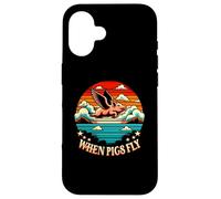 Vintage Sunset When Pig Fly 1600s Funny Saying Humorístico Carcasa para iPhone 16