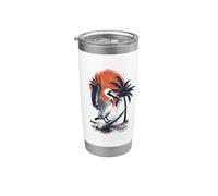 Vintage Surfer Gift Surfing Surf Beach Pelican Sunset Vaso térmico de acero inoxidable de doble pared