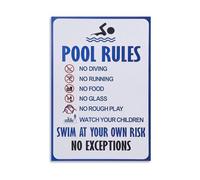 Vintage Swimming Pool Rules Sign Retro Swim At Your Own Risk Poster for Pool Party Water Park Beach Wall Decor(Framed,12X18inch(30X45cm))