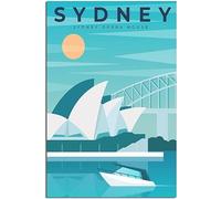 Vintage Sydney Opera House Skyline Viaje Póster Retro Pared Arte Lienzo Póster Arte Imprimir Habitación Decoración Hogar Decoración Sin Marco 60x90cm