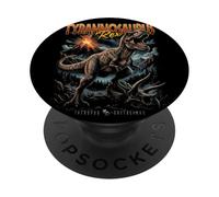 Vintage T-Rex Volcán 90s Bootleg Dinosaurio Prehistórico Trex PopSockets PopGrip Adhesivo