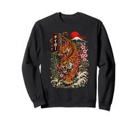 Vintage Tattoo Tiger Estilo Japonés Arte Monte Fuji Gráfico Sudadera