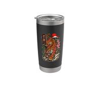 Vintage Tattoo Tiger Estilo Japonés Arte Monte Fuji Gráfico Vaso térmico de acero inoxidable de doble pared