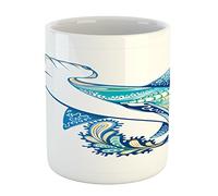 Vintage Taza de porcelana Azul Aqua Blanco Con capacidad Taza de diseño retro 330ML para Trabajo,Regalo de jubilación,Regalo de san Valentín,Cafetería