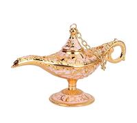 Vintage Tea Candle Holder | European Engraved Glass Lantern for Home Decor / Presents / Tabletop | 3D Floral Pattern with Elegant Handle | Reusable Wishing Candle Craft (Gold White)