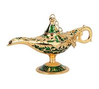 Vintage Tea Candle Holder | European Engraved Glass Lantern for Home Decor / Presents / Tabletop | 3D Floral Pattern with Elegant Handle | Reusable Wishing Candle Craft (Transparent Green)