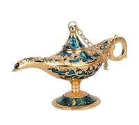 Vintage Tea Candle Holder | European Engraved Glass Lantern for Home Decor / Presents / Tabletop | 3D Floral Pattern with Elegant Handle | Reusable Wishing Candle Craft (Transparent Blue)