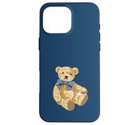 Vintage Teddy Bear Blue Bow Coquette Aesthetic Valentines Carcasa para iPhone 16 Pro MAX