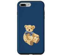 Vintage Teddy Bear Blue Bow Coquette Aesthetic Valentines Carcasa para iPhone 7 Plus/8 Plus