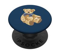 Vintage Teddy Bear Blue Bow Coquette Aesthetic Valentines PopSockets PopGrip Adhesivo