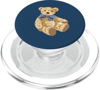 Vintage Teddy Bear Blue Bow Coquette Aesthetic Valentines PopSockets PopGrip para MagSafe