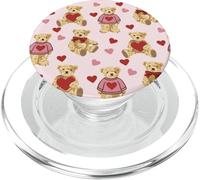 Vintage Teddy Bear Coquette Aesthetic Pink Valentines Girl PopSockets PopGrip para MagSafe