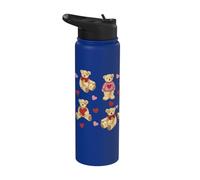 Vintage Teddy Bear Coquette Aesthetic Pink Valentines Girl Stainless Steel Insulated Water Bottle