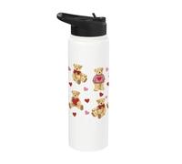 Vintage Teddy Bear Coquette Aesthetic Pink Valentines Girl Stainless Steel Insulated Water Bottle