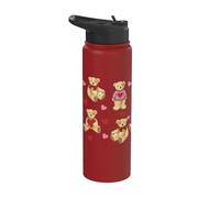 Vintage Teddy Bear Coquette Aesthetic Pink Valentines Girl Stainless Steel Insulated Water Bottle