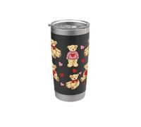 Vintage Teddy Bear Coquette Aesthetic Pink Valentines Girl Vaso térmico de acero inoxidable de doble pared