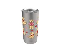 Vintage Teddy Bear Coquette Aesthetic Pink Valentines Girl Vaso térmico de acero inoxidable de doble pared