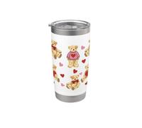 Vintage Teddy Bear Coquette Aesthetic Pink Valentines Girl Vaso térmico de acero inoxidable de doble pared